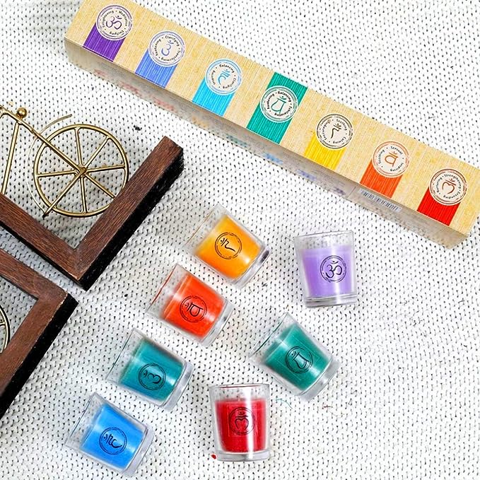 Chakra & Luck Seven Chakra Votive Shot Glass Candle Chakra Set