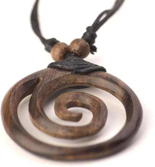 Large Wooden Spiral Pendant