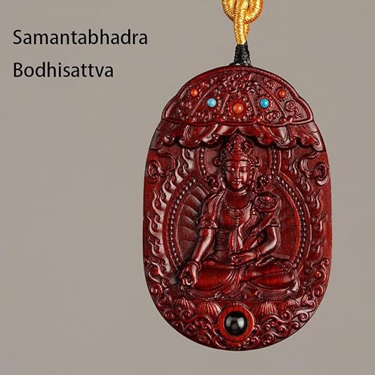 Hand Carved Rosewood Buddha Amulet/Pendant Necklace