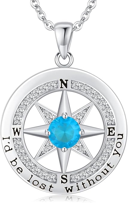 S925 Silver "I'd Be Lost Without YOU" Compass Women's Necklace