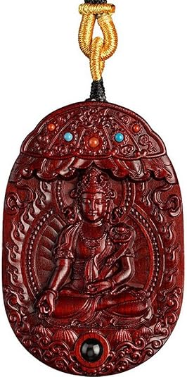 Hand Carved Rosewood Buddha Amulet/Pendant Necklace