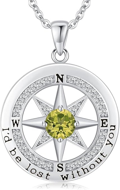 S925 Silver "I'd Be Lost Without YOU" Compass Women's Necklace