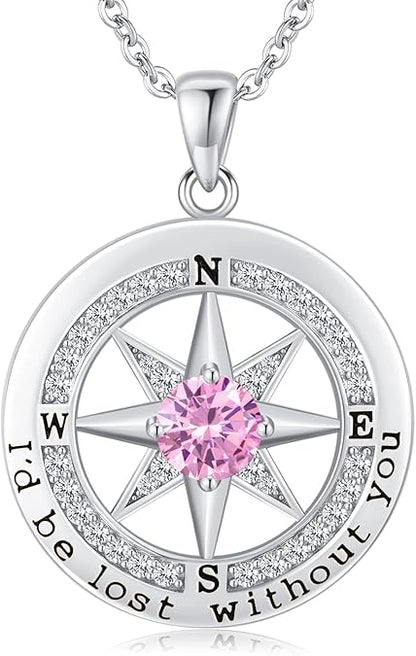 S925 Silver "I'd Be Lost Without YOU" Compass Women's Necklace