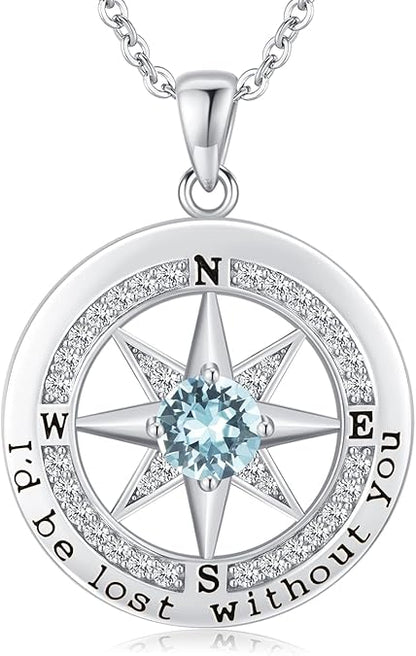 S925 Silver "I'd Be Lost Without YOU" Compass Women's Necklace