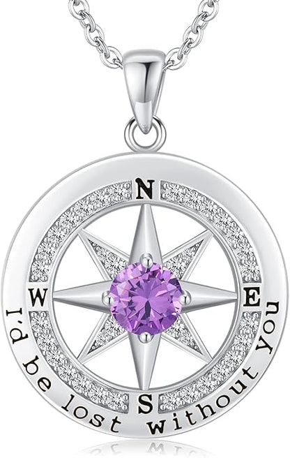 S925 Silver "I'd Be Lost Without YOU" Compass Women's Necklace