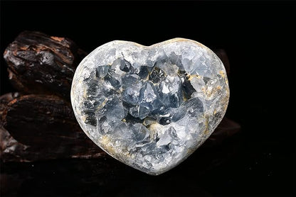 Heart Shaped Natural Celestite Crystal Blue Geode