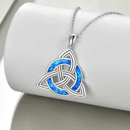 Women's Opal & Sterling Silver Celtic Knot Necklaces ( 3 Variations )