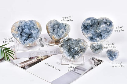 Heart Shaped Natural Celestite Crystal Blue Geode