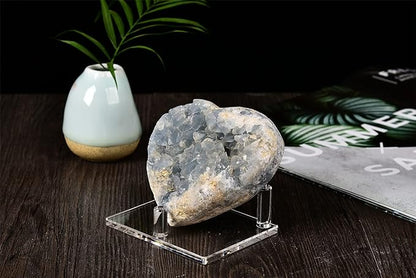 Heart Shaped Natural Celestite Crystal Blue Geode