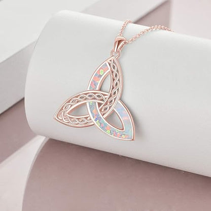 Women's Opal & Sterling Silver Celtic Knot Necklaces ( 3 Variations )