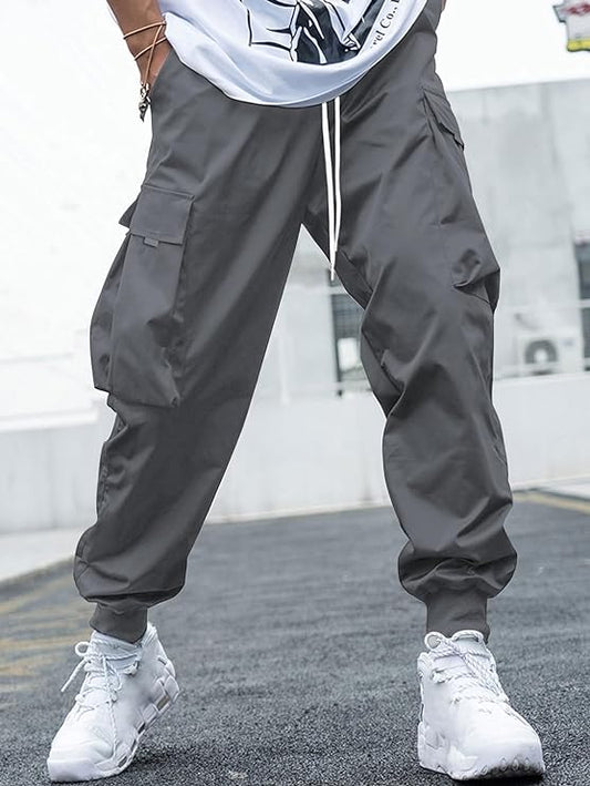 Men's FlapPocket Drawstring Techwear Cargo Pants