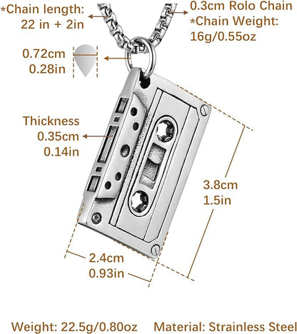 Vintage Cassette Tape Pendant & Necklace