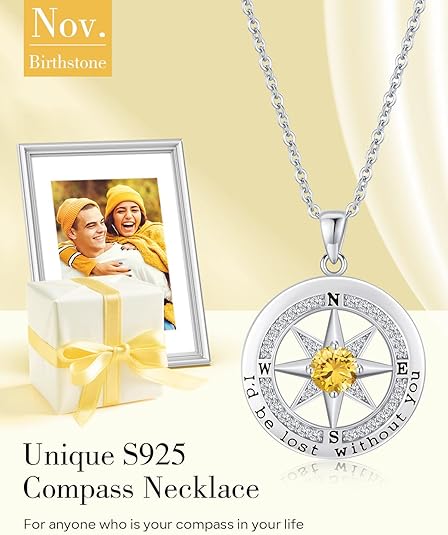 S925 Silver "I'd Be Lost Without YOU" Compass Women's Necklace