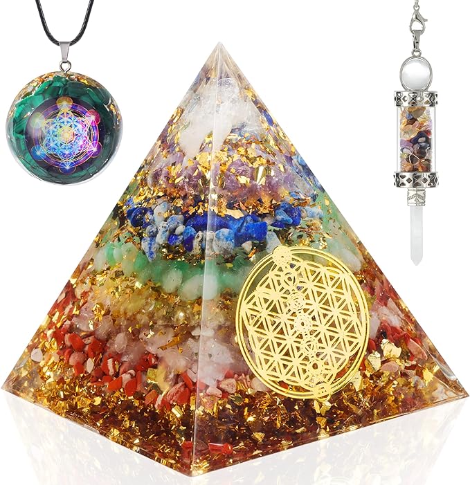 Orogon Pyramid & Unisex Tree Of Destiny Necklace; Anti-Stress & for Success, Wealth, etc.