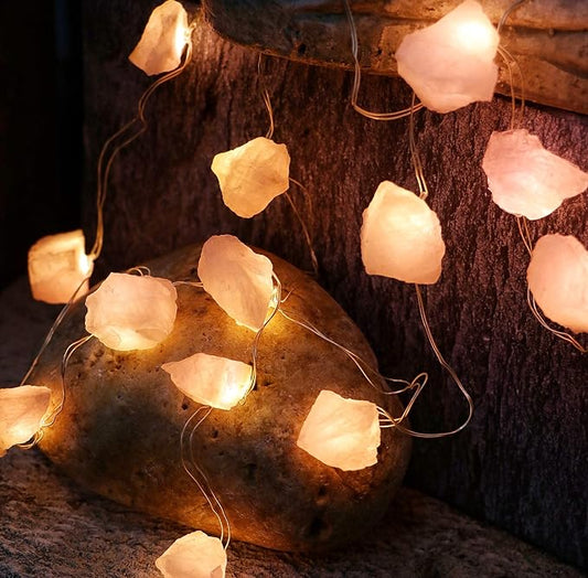 Genuine Rose Quartz(20 lights) String of Lights  8.5ft/also have others: check Variations!!