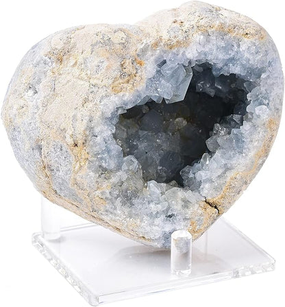 Heart Shaped Natural Celestite Crystal Blue Geode