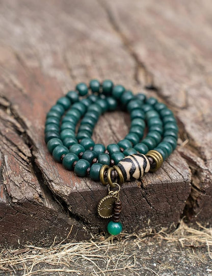 Men's Boho Beaded Bracelet w/ Anxiety Charm