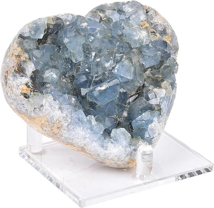 Heart Shaped Natural Celestite Crystal Blue Geode