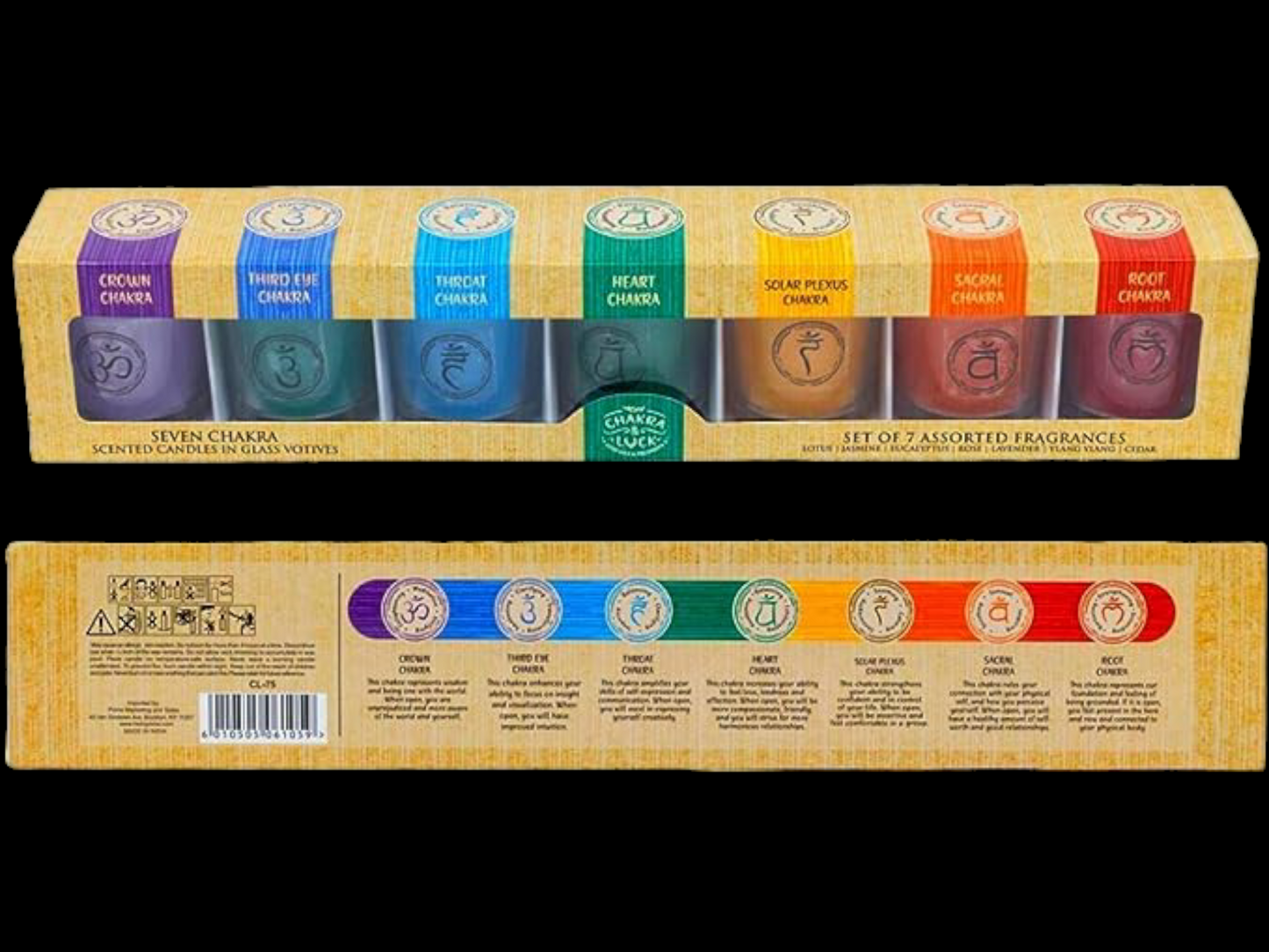 Chakra & Luck Seven Chakra Votive Shot Glass Candle Chakra Set