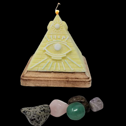 Pyramid Candle w/ Crystals Inside