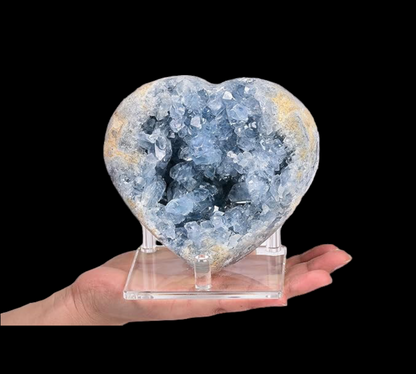 Heart Shaped Natural Celestite Crystal Blue Geode