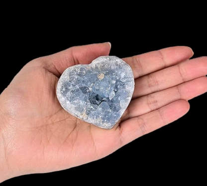 Heart Shaped Natural Celestite Crystal Blue Geode