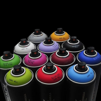 Graffiti Art SPRAY PAINT 12 PK CANS: Set of 'Montana BLACK 'Popular Colors' & Set of Montana BLACK 'Complimentary Colors'