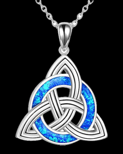 Women's Opal & Sterling Silver Celtic Knot Necklaces ( 3 Variations )