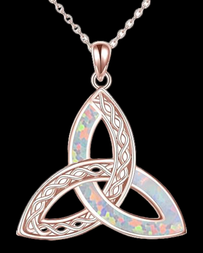 Women's Opal & Sterling Silver Celtic Knot Necklaces ( 3 Variations )