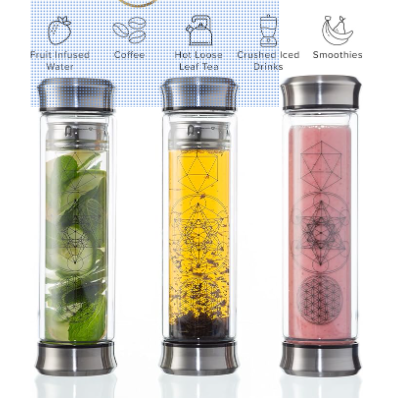 The Sacred Tea Bottle with Infuser & Strainer Combo