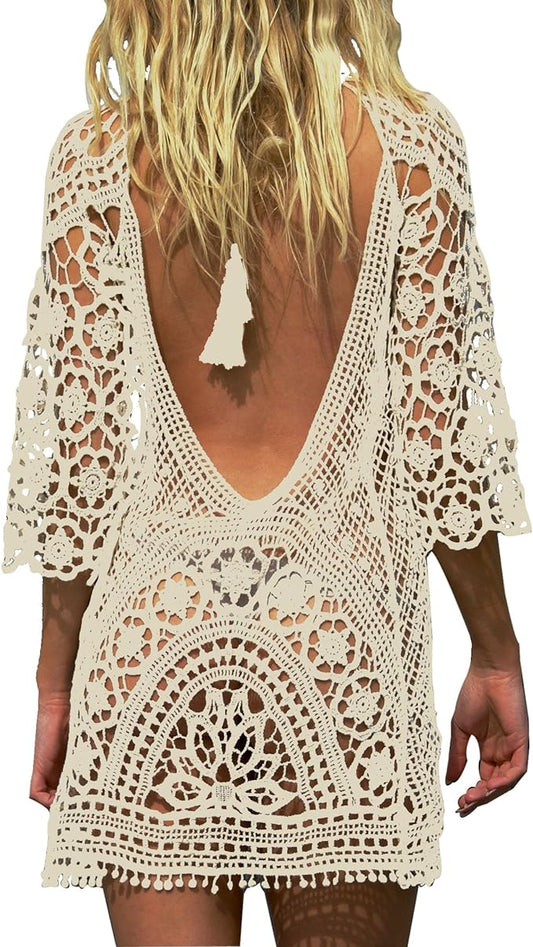 Women's Lace Swimsuit Cover-up Dress or Simple Summer Beach Dress