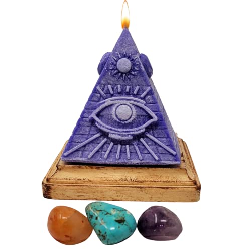 Pyramid Candle w/ Crystals Inside