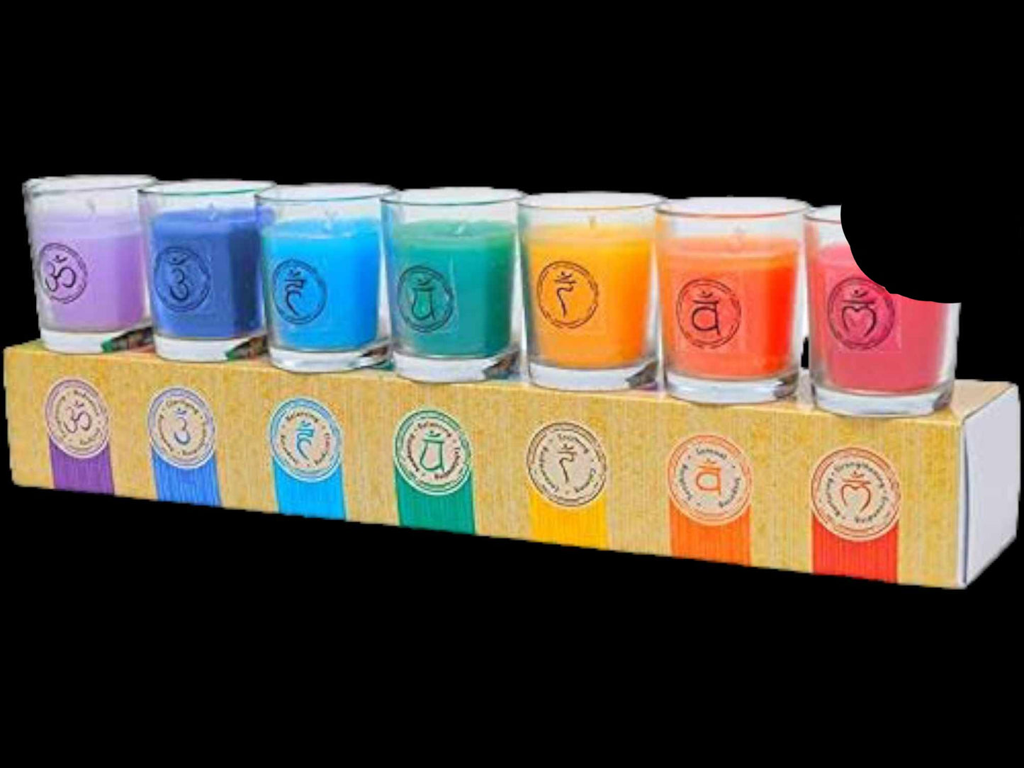 Chakra & Luck Seven Chakra Votive Shot Glass Candle Chakra Set