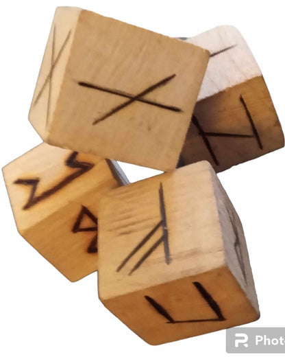 Elder Futhark Runic wood Dice