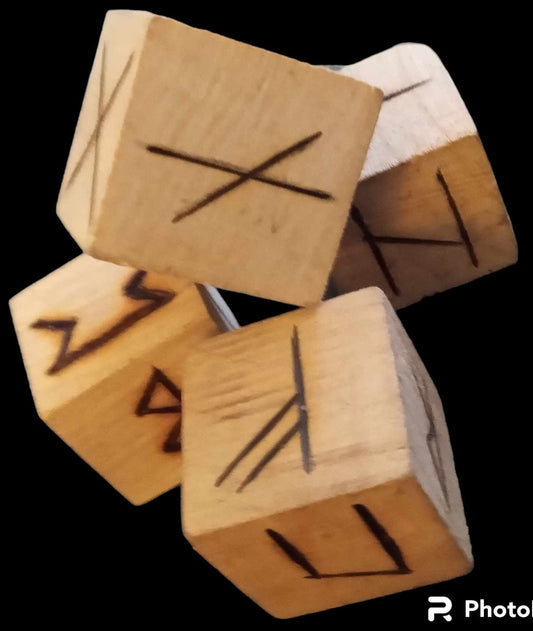 Elder Futhark Runic wood Dice