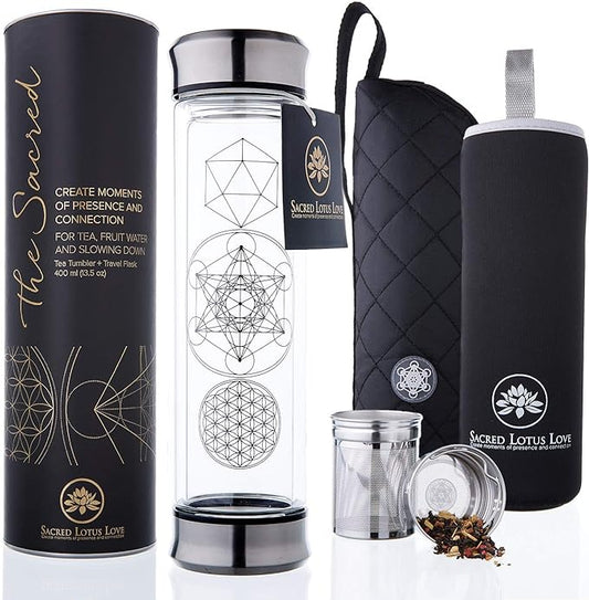 The Sacred Tea Bottle with Infuser & Strainer Combo