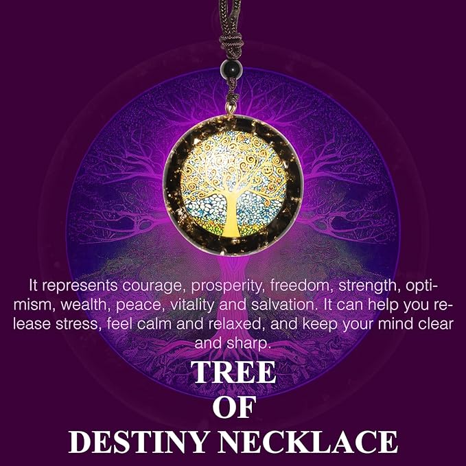 Orogon Pyramid & Unisex Tree Of Destiny Necklace; Anti-Stress & for Success, Wealth, etc.