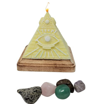 Pyramid Candle w/ Crystals Inside