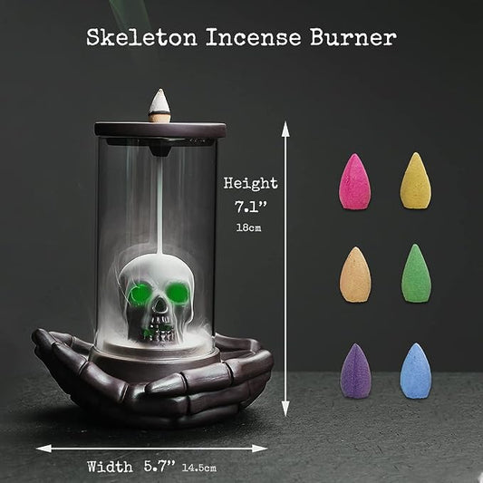 Hourglass / LED Skull Incense Burner with Backflow