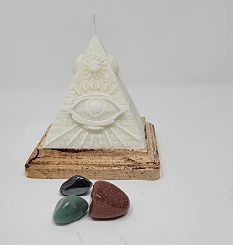 Pyramid Candle w/ Crystals Inside